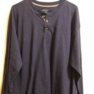 Hanes Men’s Beefy L/S Henley Shirt XL Navy